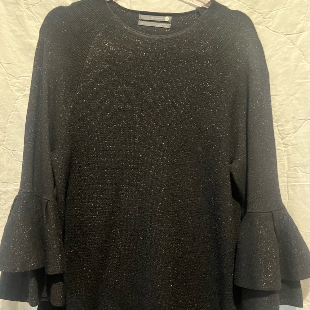 Anthropologie Claudette Black Ruffled Sweater Dress Sz:M - Picture 8 of 14